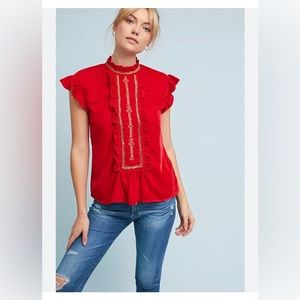 Banjanan Brea Embroidered Velvet Top Size XS Anthropologie